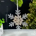 Durchsichtiger Acryl-Schneeflocken-Anhänger mit goldenen Pailletten für den Baum - Schneeflocke C / Champagner Kristall