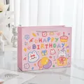 Close-up of a cute pink birthday gift bag with cartoon rabbit and balloon patterns - Small (19.5x8.5x14.5cm) / Pink