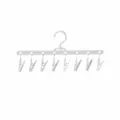 Multifunctional white plastic laundry drying rack with 8 clips and rotating hook - 8-Clip (Non-Foldable) / White