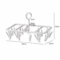 Foldable white laundry drying rack with 20 clips and 360-degree rotating windproof hook - 20-Clip (Foldable) / White