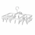 White folding laundry drying rack with 32 clips and windproof 360-degree rotating hook - 32-Clip (Foldable) / White