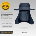Professional navy blue outdoor sun protection hat with 360-degree face and neck shield - 3-in-1 Multifunctional Style (XMZ236) / One Size / Navy Blue