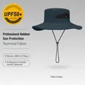 Navy blue men's outdoor sun hat with breathable mesh and UPF 50+ UV protection - Basic Wide Brim Style (XMZ74) / One Size / Navy Blue