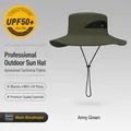 Army green wide brim sun hat for men with UPF 50+ UV protection and breathable mesh - Basic Wide Brim Style (XMZ74) / One Size / Army Green