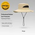 Beige outdoor sun hat with UPF 50+ protection and breathable mesh vent for fishing - Basic Wide Brim Style (XMZ74) / One Size / Khaki