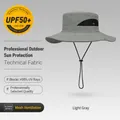 UPF50+ light grey outdoor sun hat with breathable mesh and wide brim for hiking fishing - Basic Wide Brim Style (XMZ74) / One Size / Light Gray