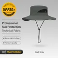 Breathable dark gray outdoor sun hat with UPF 50+ protection for hiking and fishing - Basic Wide Brim Style (XMZ74) / One Size / Dark Gray