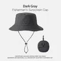 Dark grey foldable fisherman hat with chin strap and portable storage pouch for sun protection - Foldable Storage Style (XMZ251) / One Size / Dark Gray