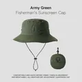 Army green foldable fisherman sunscreen hat with chin strap for outdoor fishing - Foldable Storage Style (XMZ251) / One Size / Army Green