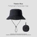 Professional navy blue outdoor fisherman sunscreen hat with adjustable chin strap and pouch - Foldable Storage Style (XMZ251) / One Size / Navy Blue
