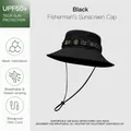 Black men's outdoor fisherman hat with UPF50+ sun protection and adjustable chin strap - Ethnic Style Webbing Style (XMZ252) / One Size / Black