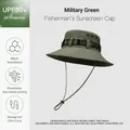 Professioneller militärgrüner Outdoor-Sonnenschutz-Fischerhut mit breiter Krempe und UPF50+ - Stil mit Ethno-Gurtband (XMZ252) / Einheitsgröße / Armeegrün
