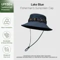 Navy blue outdoor fisherman's sunscreen cap with UPF50+ protection and chin strap - Ethnic Style Webbing Style (XMZ252) / One Size / Navy Blue
