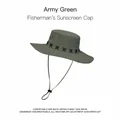 Army green outdoor fisherman sunscreen hat with wide brim and adjustable chin strap for men - Letter Embroidery Style (XMZ264) / One Size / Army Green