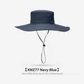 Navy blue outdoor fishing hat with 13cm wide brim and waterproof quick-dry fabric - 13cm Extra Wide Brim Style (XMZ77) / One Size / Navy Blue