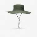 Armeegrüner Outdoor Sonnenhut mit breiter 13cm Krempe und verstellbarem Kinnriemen - 13cm Extra Breite Krempe Stil (XMZ77) / Einheitsgröße / Armeegrün