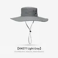 Light grey men's outdoor sun hat with 13cm wide brim and quick-dry waterproof fabric - 13cm Extra Wide Brim Style (XMZ77) / One Size / Light Gray