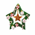 Detailed dimensions of Christmas star sequin patch, 30x28cm size and 14g weight. - Star Shape / 30x28cm (With Adhesive) / Green