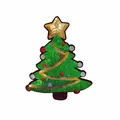 Green Christmas tree sequin embroidery patch with gold star detail measuring 23x18.8cm - Christmas Tree / 23x18.8cm (With Adhesive) / Green