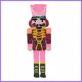 Detailed sequin nutcracker soldier patch with dimensions 19.5cm height and 4g weight - Nutcracker Soldier / 6.5x20cm (With Adhesive) / Pink