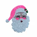 Close-up of Santa Claus sequin embroidery patch detail with 11.1 cm by 9.9 cm size - 11.1x9.9cm (With Adhesive)