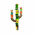 Detailed macro view of a colorful sequined cactus iron-on patch with size info - 19.4x8.9cm (With Adhesive)
