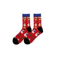 Dettaglio calze natalizie rosse con motivi di pupazzo di neve e Babbo Natale - Stile 4 (Multi-Motivo)