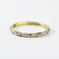 Retro golden alloy bangle featuring purple enamel patterns and sparkling rhinestone crystals. - Quicksand Purple