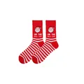 Dettaglio di calze di Natale a righe rosse e bianche con Babbo Natale - Stile 19 (Strisce Rosso Bianco)