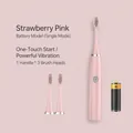 Spazzolino elettrico per bambini rosa con 3 testine e batteria, modalità singola - Modello a Batteria (3 Testine) / Rosa