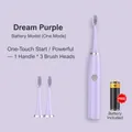 Set de cepillo de dientes eléctrico para niños en lila con 3 cabezales y batería - Modelo de Batería (3 Cabezales de Cepillo) / Púrpura