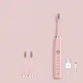 Set spazzolino elettrico ricaricabile rosa per bambini con 3 testine e cavo USB - Modello Ricaricabile (3 Testine) / Rosa