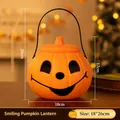 Portable orange Halloween Jack-o'-lantern pumpkin bucket for candy collection, 18x26cm size - Cute Face (No Light) / 18x26cm