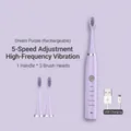 Set spazzolino elettrico per bambini viola con 3 testine e cavo di ricarica USB - Modello Ricaricabile (3 Testine) / Viola