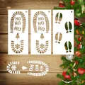 Set of 3 Christmas Santa footprint and reindeer track stencils for festive decor - New Model C / 3 Sheets