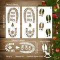 Set of 3 Christmas Santa footprint and reindeer track stencils for festive decor - New Model C / 3 Sheets