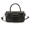 Classic black oil-wax leather small square handbag with adjustable shoulder strap - Style Without Charm / Black