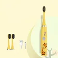 Spazzolino elettrico giallo per bambini con giraffa, ricaricabile e con 5 modalità - Ricaricabile (3 Testine al Carbone) / Giraffa Gialla (Carbone di Bamboo)