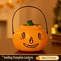Halloween smiling face pumpkin bucket candy holder, non-lighted version for kids - Smile Face (No Light)