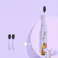 Spazzolino elettrico ricaricabile per bambini viola con giraffa e 3 testine - Ricaricabile (3 Testine al Carbone) / Giraffa Viola (Carbone di Bamboo)