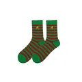 Calzini natalizi a righe rosse e verdi con ricamo di renna dorata. - Stile 17 (Strisce Rosso Verde)