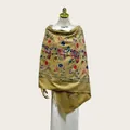 Chinese style embroidered faux cashmere shawl with tassels for autumn and winter - 70cm x 200cm / Camel