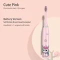 Spazzolino elettrico rosa per bambini con setole morbide e design unicorno cartoon - Confezione di Prova a Batteria (1 Testina) / Simpatico Unicorno Rosa