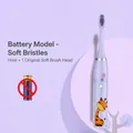 Spazzolino elettrico per bambini viola a batteria con setole morbide e disegno di giraffa - Confezione di Prova a Batteria (1 Testina) / Giraffa Viola