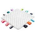 Insular baby minky dot security blanket with colorful and multi-textured sensory tags - Gray