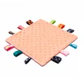 Insular baby security blanket with minky dot texture and colorful ribbon tags - Orange