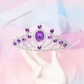 Elegant children's princess tiara silver-plated alloy with sparkling purple gemstones - Simple Purple Mini Crown / Purple
