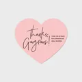 Pink heart-shaped thank you card with gorgeous script for small business gift packaging - 50 Sheets / Modern Pink (163F)