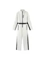 Stylish white and black one-piece ski suit with adjustable belt for winter outdoor sports - XS / Top And Bottom / White