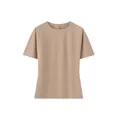 Casual dames t-shirt met ronde hals in kaki kleur met een minimalistisch ontwerp - S / Tops / Khaki
